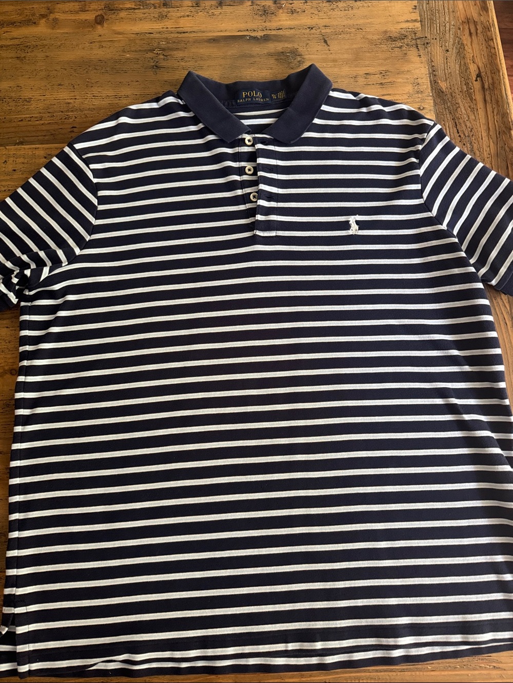Polo by Ralph Lauren Navy, light blue  & White Striped Men’s Polo